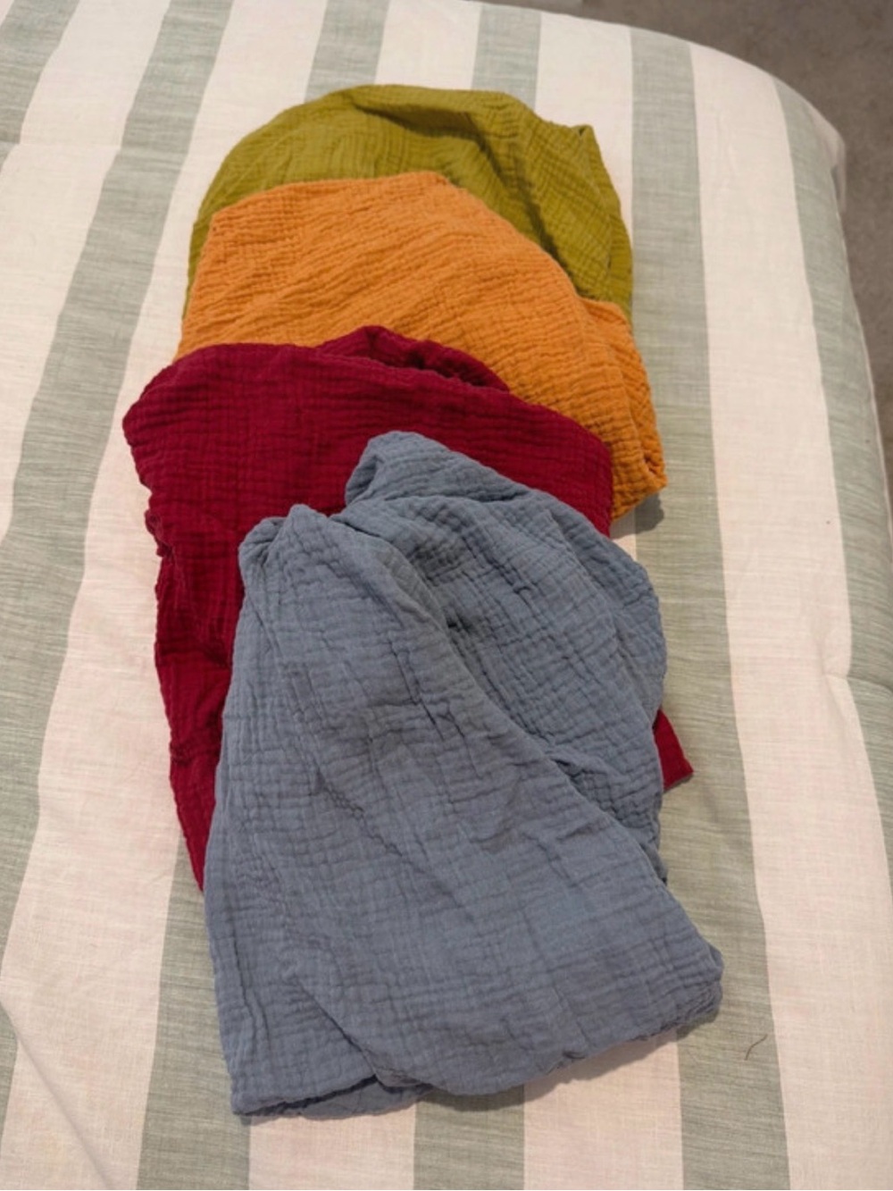 Multi-Color Cotton Muslin Bedding Set - Gray, Red, Orange, Olive
